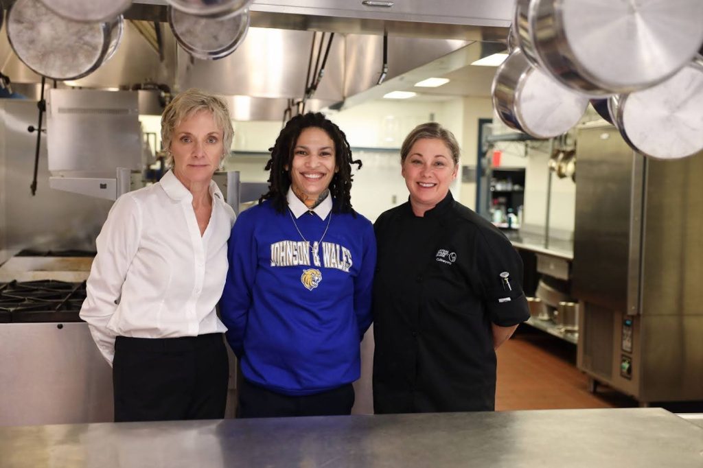 From left to right are Wendy Raubenheimer Culinary Instructor; Andreah Anderson, Culinary Arts Student; and Jaime Chadwick, Culinary Arts Program Director
