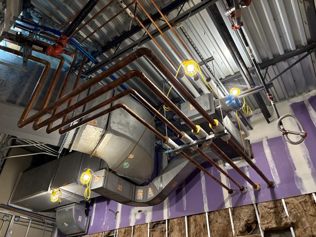 Plumbing in an industrial building