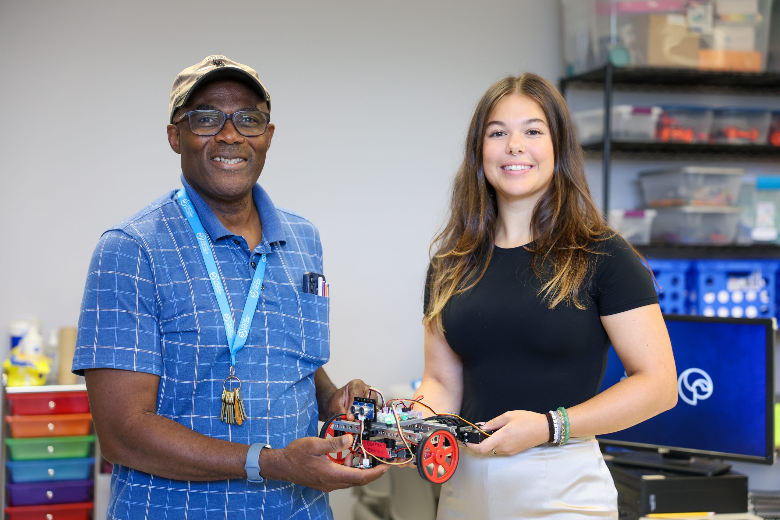 engineering student with program director