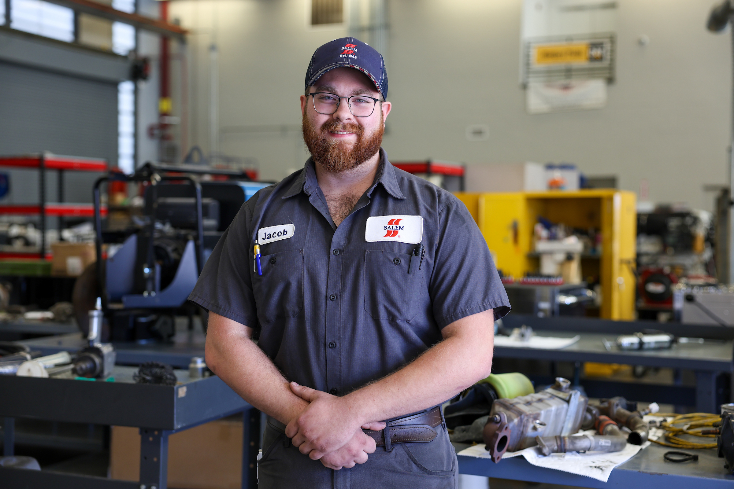 Jacob Freeland in diesel shop