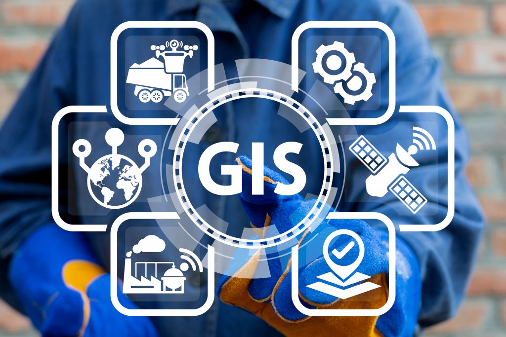 Geographic Information System GIS Modern Industry 4.0 Smart Geography Topography Cartography Data Transportation Tracking Concept