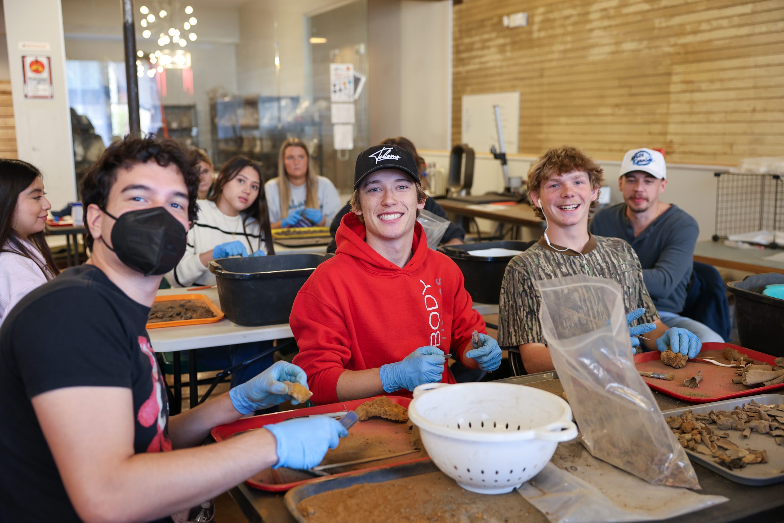 cfcc students in archaeology lab