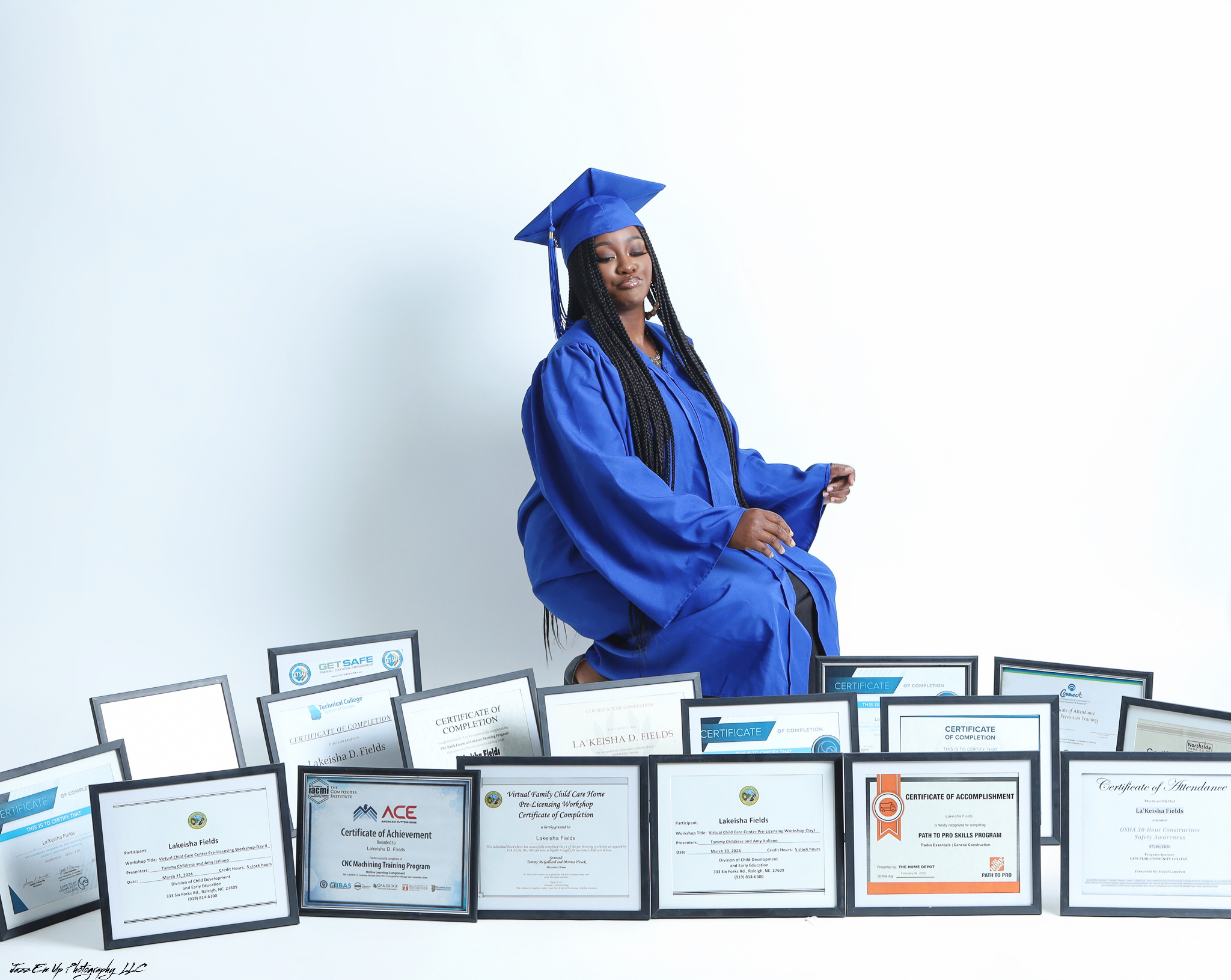 Lakeisha fields sitting behind multiple certifications