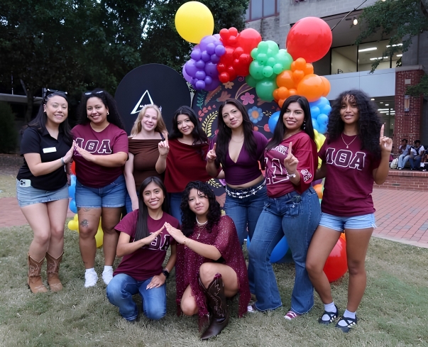 sorority sisters outside